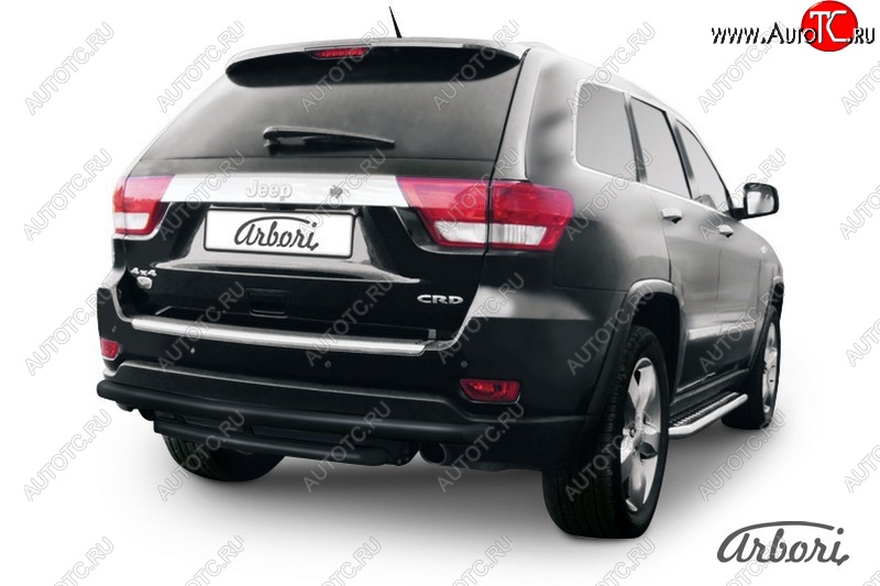 6 749 р. Защита заднего бампера Arbori (черная, 2 трубы d57 и 57 mm). Jeep Grand Cherokee WK2 дорестайлинг (2010-2013)  с доставкой в г. Кемерово
