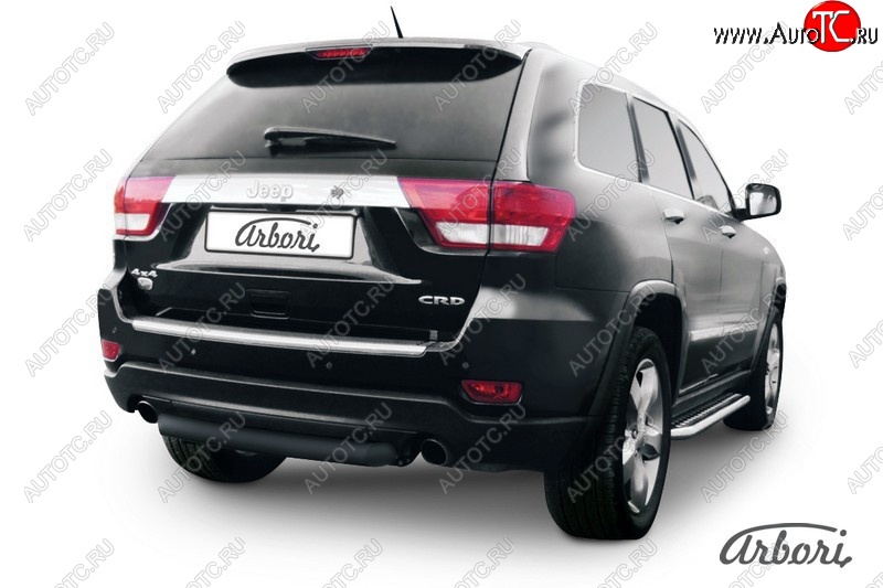 5 399 р. Защита заднего бампера Arbori (короткая, черная, 1 труба d76 mm). Jeep Grand Cherokee WK2 дорестайлинг (2010-2013)  с доставкой в г. Кемерово