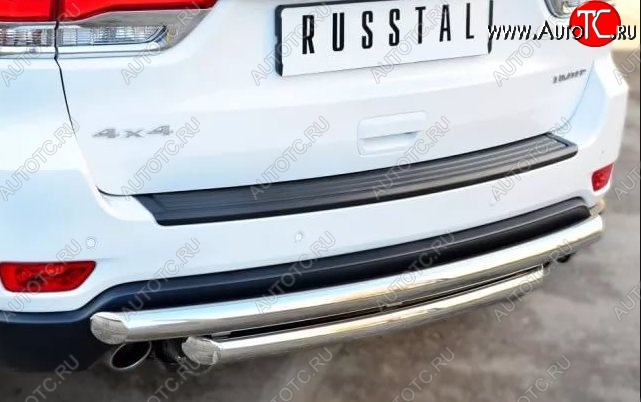 20 699 р. Защита заднего бампера (2 трубы Ø63 мм, нержавейка) SLITKOFF  Jeep Grand Cherokee  WK2 (2010-2013) дорестайлинг  с доставкой в г. Кемерово