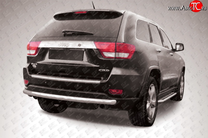 14 999 р. Защита заднего бампера из длинной трубы диаметром 57 мм Slitkoff  Jeep Grand Cherokee  WK2 (2010-2013) дорестайлинг (Нержавейка, Полированная)  с доставкой в г. Кемерово