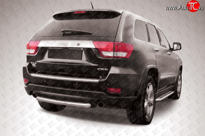 8 549 р. Защита заднего бампера из короткой трубы диаметром 57 мм Slitkoff Jeep Grand Cherokee WK2 дорестайлинг (2010-2013) (Нержавейка, Полированная)  с доставкой в г. Кемерово