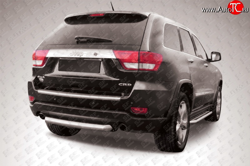 9 999 р. Защита заднего бампера из короткой трубы диаметром 76 мм Slitkoff Jeep Grand Cherokee WK2 дорестайлинг (2010-2013) (Нержавейка, Полированная)  с доставкой в г. Кемерово