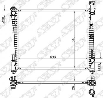 Радиатор двигателя SAT (пластинчатый, АКПП) Jeep Grand Cherokee WK2 дорестайлинг (2010-2013)