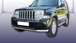 16 299 р. Одинарная защита переднего бампера диаметром 76 мм Slitkoff  Jeep Liberty  KK (2007-2013) (Нержавейка, Полированная)  с доставкой в г. Кемерово. Увеличить фотографию 1