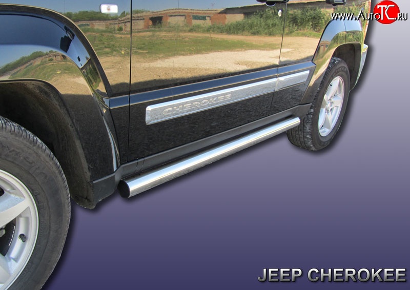 16 699 р. Защита порогов из круглой трубы диаметром 76 мм Slitkoff Jeep Liberty KK (2007-2013) (Нержавейка, Полированная)  с доставкой в г. Кемерово