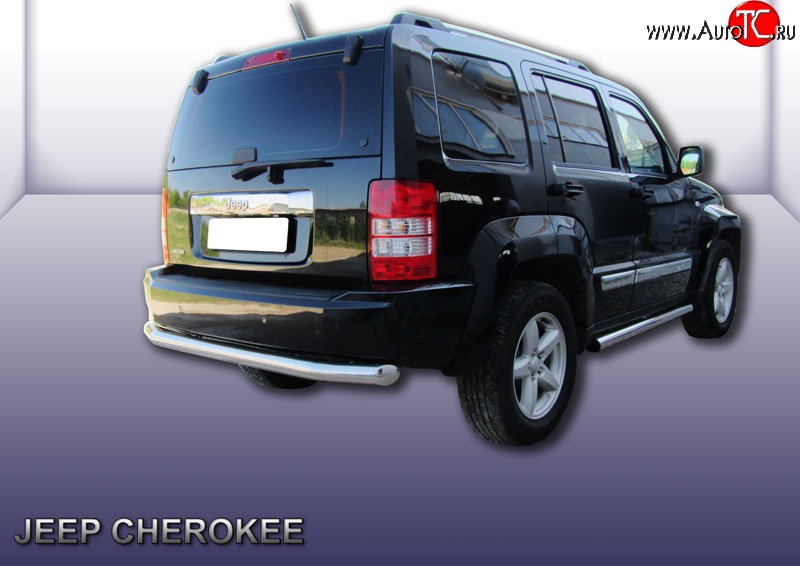 16 299 р. Защита заднего бампера из трубы диаметром 76 мм Slitkoff  Jeep Liberty  KK (2007-2013) (Нержавейка, Полированная)  с доставкой в г. Кемерово