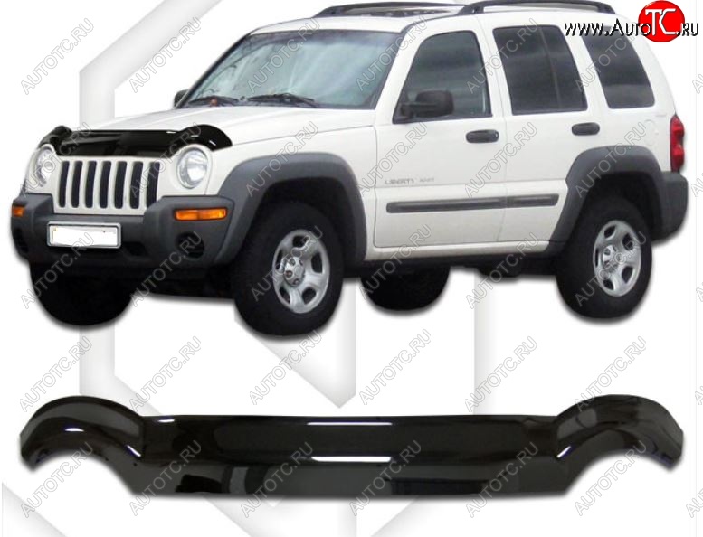 2 079 р. Дефлектор капота CA-Plastic Jeep Liberty KJ рестайлинг (2004-2007) (Classic черный, Без надписи)  с доставкой в г. Кемерово