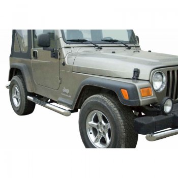 Защита порогов ТехноСфера (Техно Сфера) (нержавейка, с проступью, d76 mm) Jeep Wrangler  TJ (1996-2007) 3 дв.