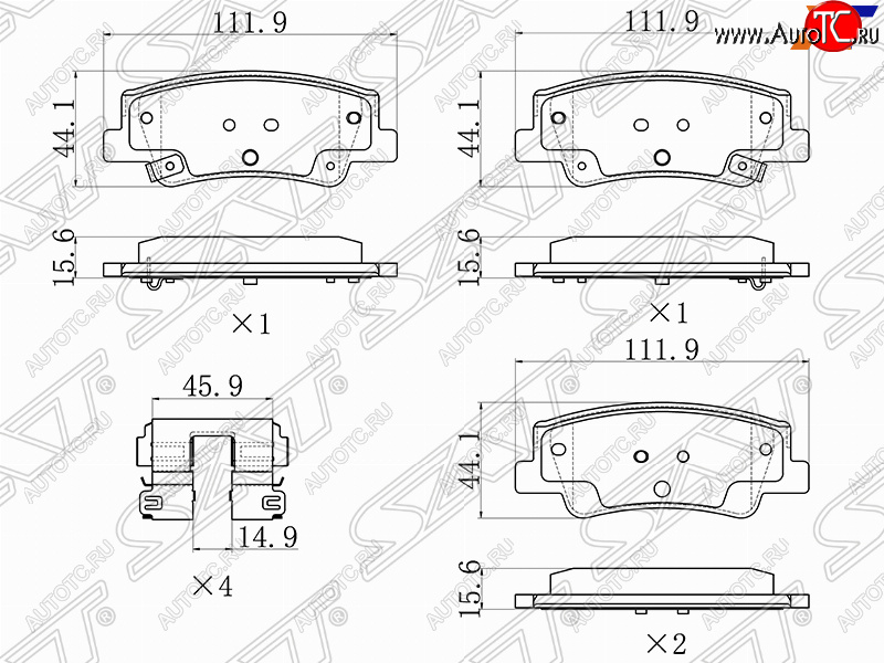 2 159 р. Задние тормозные колодки SAT Hyundai Sonata DN8 (2019-2022)  с доставкой в г. Кемерово