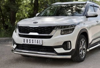 17 449 р. Защита переднего бампера (Ø 63 мм, нержавейка) SLITKOFF  KIA Seltos (2019-2025)  с доставкой в г. Кемерово. Увеличить фотографию 2