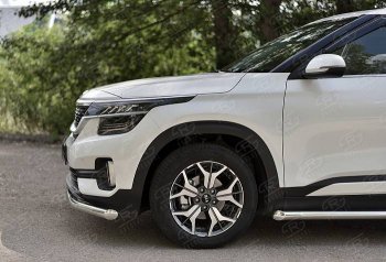 17 449 р. Защита переднего бампера (Ø 63 мм, нержавейка) SLITKOFF  KIA Seltos (2019-2025)  с доставкой в г. Кемерово. Увеличить фотографию 3