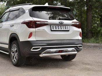 13 399 р. Защита заднего бампера (Ø63 мм, нержавейка) SLITKOFF  KIA Seltos (2019-2025)  с доставкой в г. Кемерово. Увеличить фотографию 2