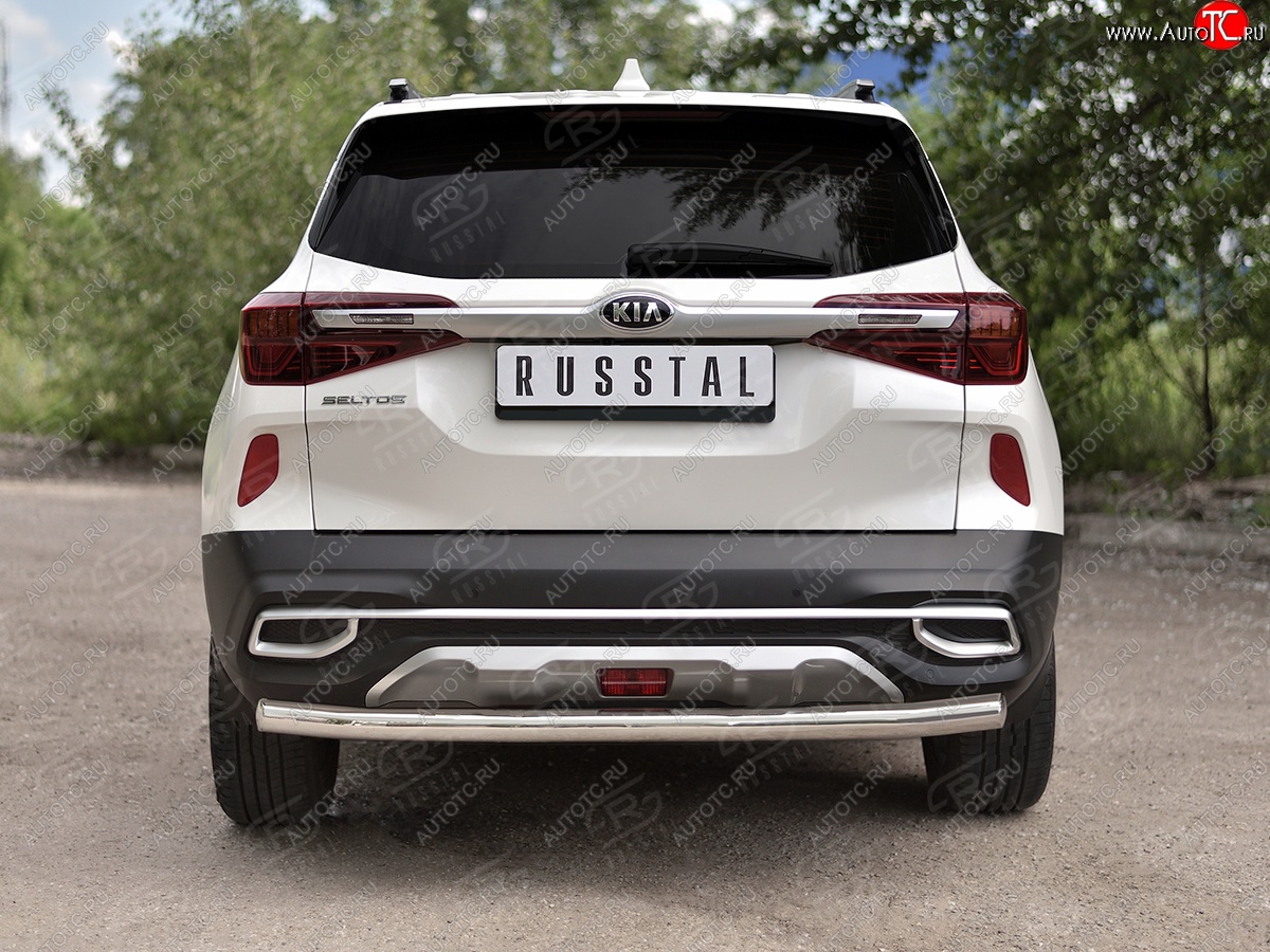 15 249 р. Защита заднего бампера (Ø63 мм, нержавейка) RUSSTAL  KIA Seltos (2019-2025)  с доставкой в г. Кемерово