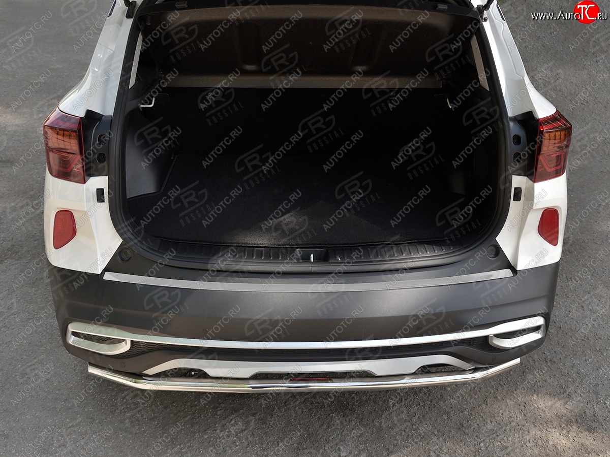 1 569 р. Защитная накладка заднего бампера Russtal KIA Seltos (2019-2025) (Нержавейка полированная)  с доставкой в г. Кемерово