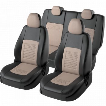 9 449 р. Чехлы для сидений Lord Autofashion Турин (экокожа) KIA Seltos (2019-2025) (Черный, вставка бежевая)  с доставкой в г. Кемерово. Увеличить фотографию 2