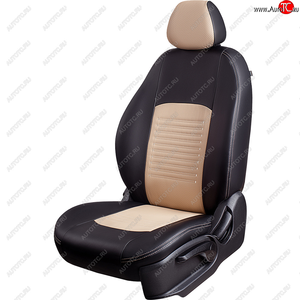 9 449 р. Чехлы для сидений Lord Autofashion Турин (экокожа) KIA Seltos (2019-2025) (Черный, вставка бежевая)  с доставкой в г. Кемерово