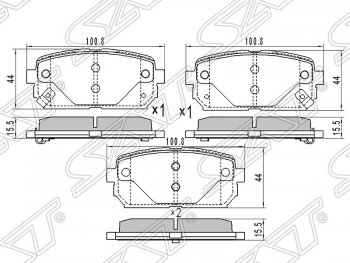 789 р. Колодки тормозные SAT (задние)  KIA Carens ( FC, RS,  UN) (1999-2013) дорестайлинг, рейсталинг  с доставкой в г. Кемерово. Увеличить фотографию 1