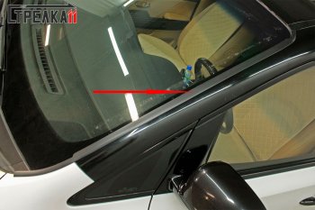 1 699 р. Водостоки (дефлектора) лобового стекла Стрелка 11 KIA Carnival YP минивэн дорестайлинг  (2014-2018)  с доставкой в г. Кемерово. Увеличить фотографию 2