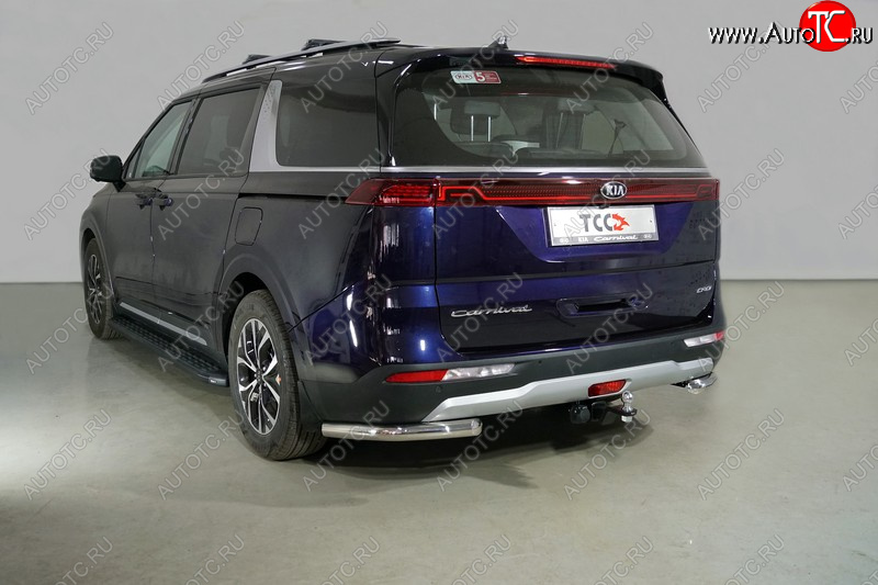 20 749 р. Защита заднего бампера (уголки) 2WD 2.2D ТСС 60,3 мм  KIA Carnival  KA4 (2020-2025) минивэн дорестайлинг, минивэн рестайлинг (длинные)  с доставкой в г. Кемерово