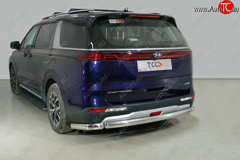 22 999 р. Защита заднего бампера (овальная) 2WD 2.2D ТСС (нержавейка d75х42 мм)  KIA Carnival  KA4 (2020-2025) минивэн дорестайлинг, минивэн рестайлинг  с доставкой в г. Кемерово