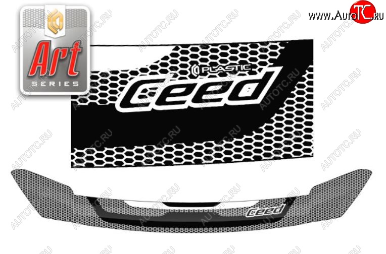 2 399 р. Дефлектор капота CA-Plastiс  KIA Ceed  2 JD (2012-2015) дорестайлинг, хэтчбэк (Серия Art белая)  с доставкой в г. Кемерово
