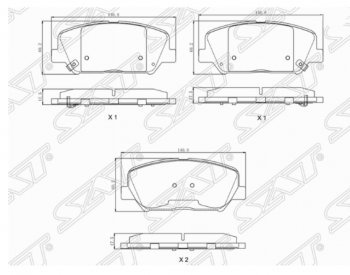 1 089 р. Комплект передних тормозных колодок SAT  KIA Ceed  2 JD (2012-2016) дорестайлинг универсал, дорестайлинг, хэтчбэк  с доставкой в г. Кемерово. Увеличить фотографию 1