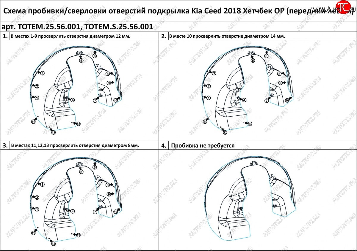 7 699 р. Правый подкрылок передний TOTEM (с шумоизоляцией) KIA Ceed 3 CD универсал (2018-2025)  с доставкой в г. Кемерово