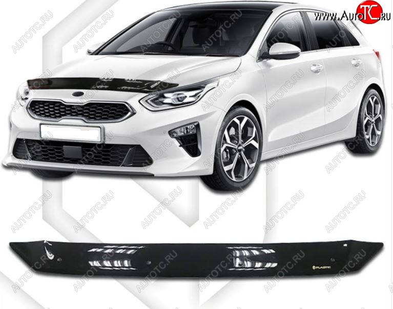1 999 р. Дефлектор капота CA-Plastiс KIA Ceed 3 CD хэтчбэк (2018-2025) (Classic черный, Без надписи)  с доставкой в г. Кемерово