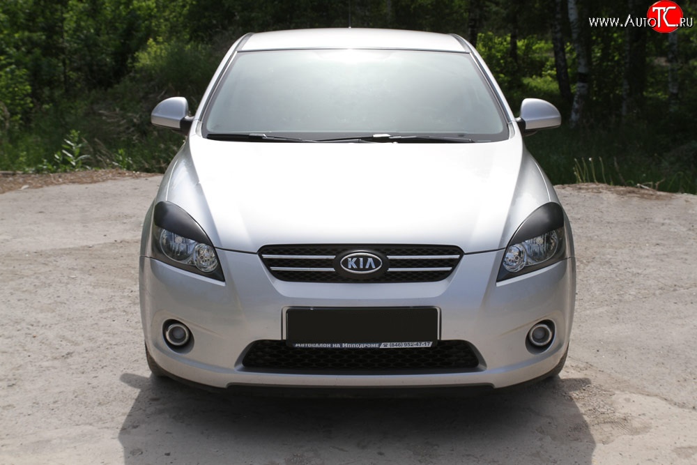 919 р. Реснички на фары RA KIA Ceed 1 ED дорестайлинг, хэтчбэк 5 дв. (2006-2010) (Поверхность глянец (под окраску), Неокрашенные)  с доставкой в г. Кемерово