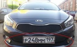 2 099 р. Нижняя защитная сетка на бампер Russtal (черная)  KIA Ceed  1 ED (2010-2012) рестайлинг, хэтчбэк 5 дв.  с доставкой в г. Кемерово. Увеличить фотографию 1