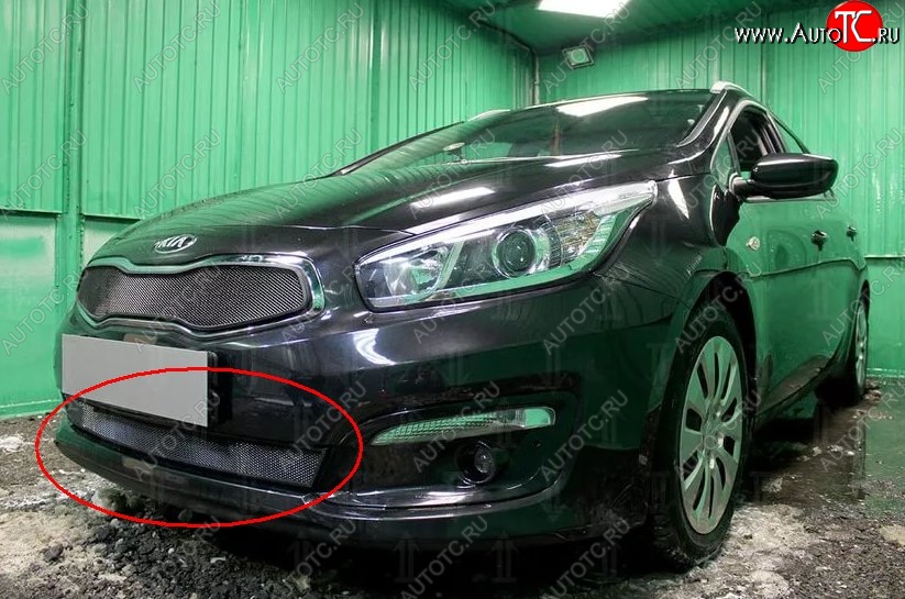 2 099 р. Нижняя защитная сетка на бампер (рестайлинг) Russtal (черная) KIA Ceed 1 ED рестайлинг, хэтчбэк 5 дв. (2010-2012)  с доставкой в г. Кемерово