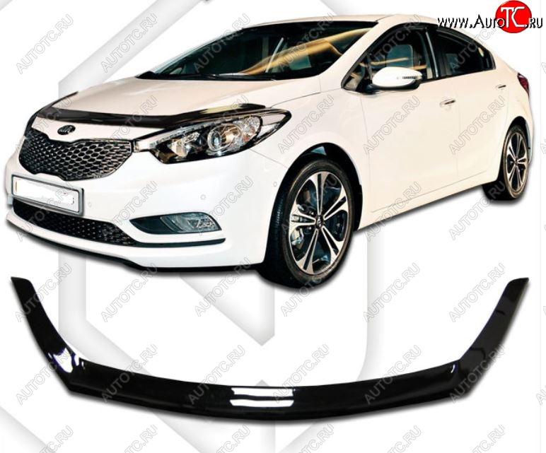 2 299 р. Дефлектор капота CA-Plastiс  KIA Cerato Koup  1 TD (2008-2013) купе (Classic черный, Без надписи)  с доставкой в г. Кемерово