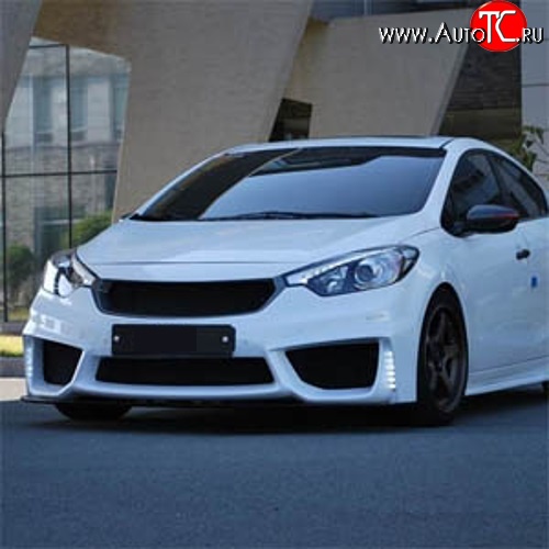5 999 р. Накладка на передний бампер Drive  KIA Cerato  3 YD (2013-2016) дорестайлинг седан (Неокрашенная)  с доставкой в г. Кемерово