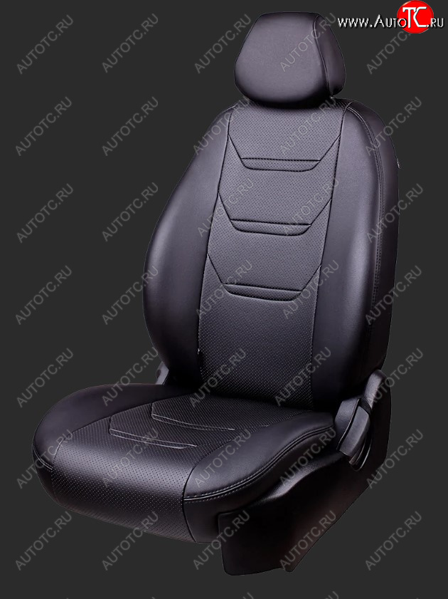7 399 р. Чехлы для сидений Lord Autofashion Турин 2 (экокожа, спинка 40/60, 2 П- и 1 Г-образных подголовника) KIA Cerato 3 YD дорестайлинг седан (2013-2016) (Черный, вставка черная/черная, строчка черная)  с доставкой в г. Кемерово