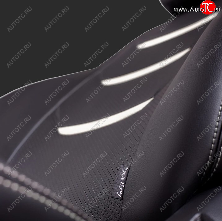 10 399 р. Чехлы для сидений Lord Autofashion Турин 2 (экокожа, спинка 40/60, 3 П-образных подголовника)  KIA Cerato  4 BD (2018-2025) дорестайлинг седан, дорестайлинг, хэтчбэк, рестайлинг седан (Черный, вставка черная/белая, строчка белая)  с доставкой в г. Кемерово