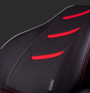 10 299 р. Чехлы для сидений Lord Autofashion Турин 2 (экокожа, спинка 40/60, 3 П-образных подголовника) KIA Cerato 4 BD дорестайлинг, хэтчбэк (2018-2021) (Черный, вставка черная/красная, строчка красная)  с доставкой в г. Кемерово. Увеличить фотографию 2
