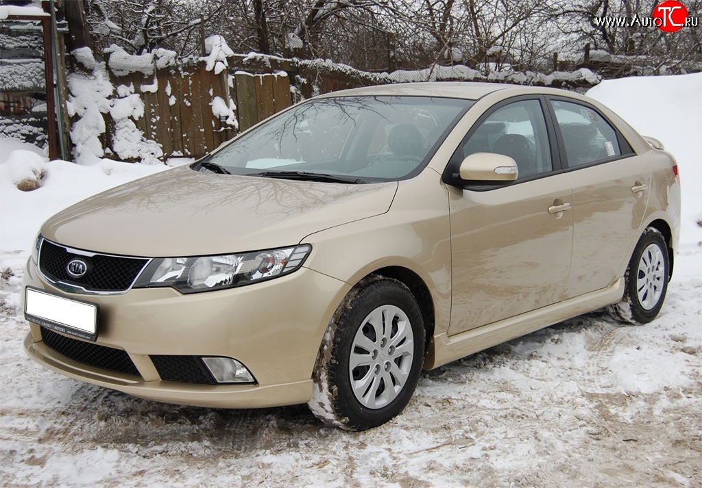 4 599 р. Накладка на передний бампер GT Dynamics KIA Cerato 2 TD седан (2008-2013) (Неокрашенная)  с доставкой в г. Кемерово