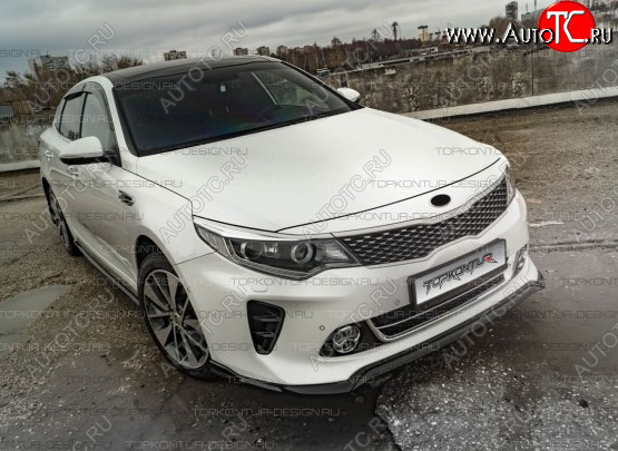 8 499 р. Юбка переднего бампера (только GT-Line бампер) TopKontur Design KIA Optima 4 JF дорестайлинг универсал (2015-2018) (Неокрашенная)  с доставкой в г. Кемерово
