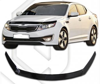 2 199 р. Дефлектор капота CA-Plastiс Exclusive  KIA Optima  3 TF (2010-2016) дорестайлинг седан, рестайлинг седан (серия Classic черный, Без надписи)  с доставкой в г. Кемерово. Увеличить фотографию 2