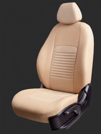 Чехлы для сидений Lord Autofashion Турин (экокожа, спинка и сиденье 40/60, 3 Г-образных подголовника) KIA Picanto 2 TA хэтчбэк 5 дв. дорестайлинг (2011-2015) (Бежевый, вставка бежевая)