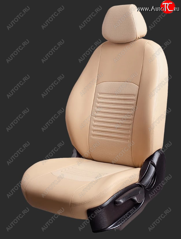 6 199 р. Чехлы для сидений Lord Autofashion Турин (экокожа, спинка и сиденье 40/60, 3 Г-образных подголовника) KIA Picanto 2 TA хэтчбэк 5 дв. дорестайлинг (2011-2015) (Бежевый, вставка бежевая)  с доставкой в г. Кемерово