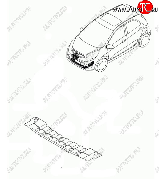 949 р. Пыльник переднего бампера HYUNDAI/KIA/MOBIS KIA Picanto 2 TA хэтчбэк 5 дв. дорестайлинг (2011-2015)  с доставкой в г. Кемерово