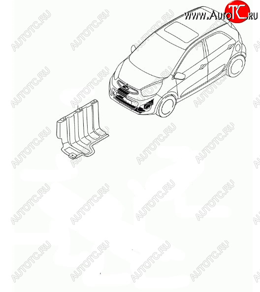 1 779 р. Правый защита двигателя (пыльник) HYUNDAI/KIA/MOBIS KIA Picanto 2 TA хэтчбэк 5 дв. дорестайлинг (2011-2015)  с доставкой в г. Кемерово