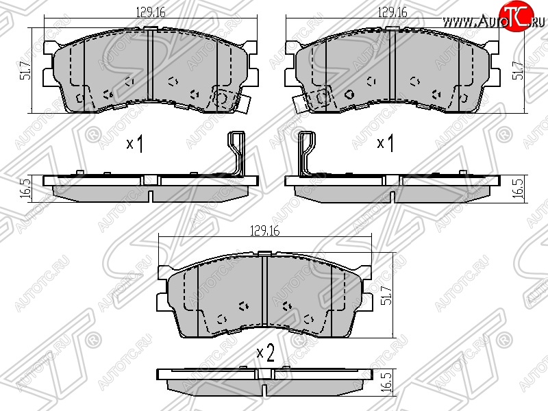 1 099 р. Колодки тормозные SAT (передние)  KIA Rio  1 DC - Shuma  с доставкой в г. Кемерово