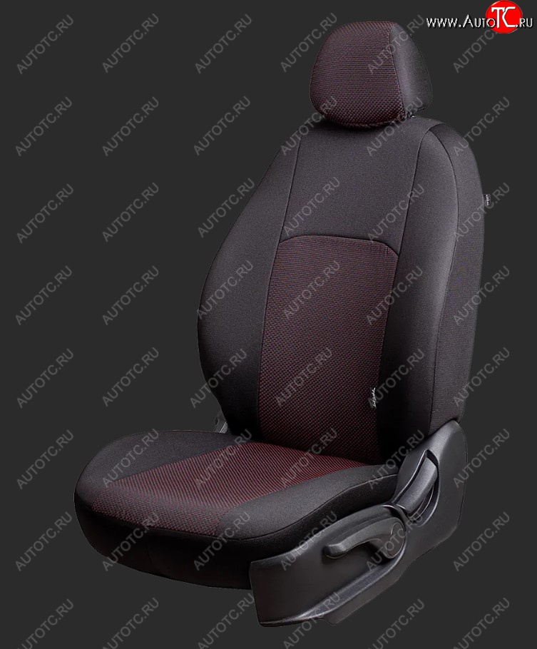5 799 р. Чехлы для сидений Lord Autofashion Дублин (жаккард, спинка 60/40, 3 Г-образных подголовника) KIA Rio 2 JB дорестайлинг седан (2005-2009) (Черный, вставка Ёж Красный)  с доставкой в г. Кемерово