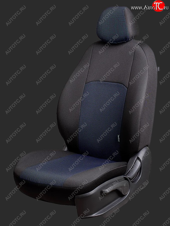 5 799 р. Чехлы для сидений Lord Autofashion Дублин (жаккард, спинка и сиденье 60/40, 3 Г-образных подголовника) KIA Rio 2 JB дорестайлинг седан (2005-2009) (Черный, Ёж синий)  с доставкой в г. Кемерово
