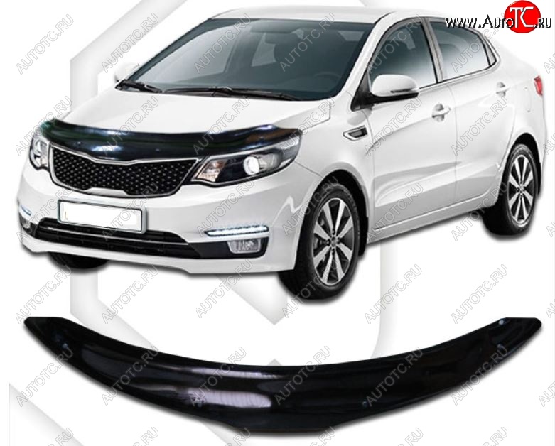 1 989 р. Дефлектор капота CA-Plastiс KIA Rio 3 QB рестайлинг седан (2015-2017) (Classic черный, Без надписи) с доставкой в г. Кемерово Увеличить фотографию 1 1 989 р. Дефлектор капота CA-Plastiс KIA Rio 3 QB рестайлинг седан (2015-2017) (Classic черный, Без надписи) с доставкой в г. Кемерово