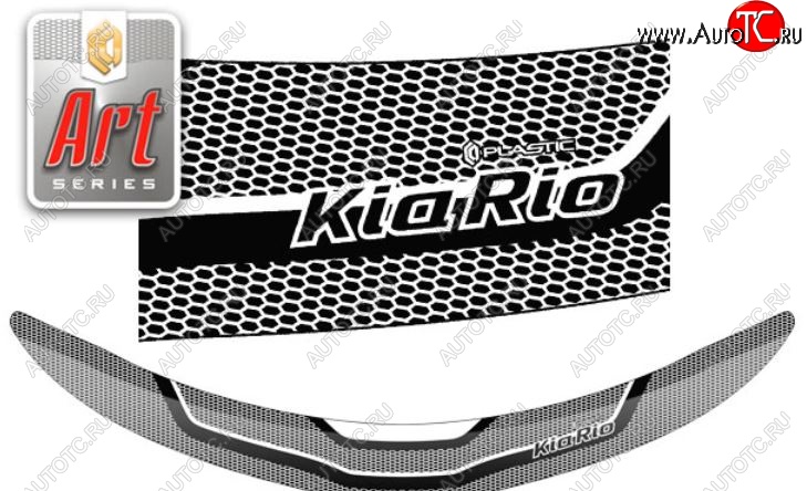2 399 р. Дефлектор капота CA-Plastiс  KIA Rio  3 QB (2015-2017) рестайлинг седан (Серия Art графит)  с доставкой в г. Кемерово