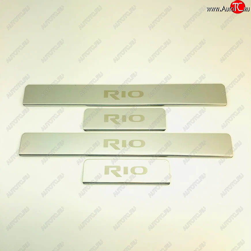 2 179 р. Накладки порожков салона INOX KIA Rio 3 QB рестайлинг седан (2015-2017) (Нержавеющая сталь)  с доставкой в г. Кемерово