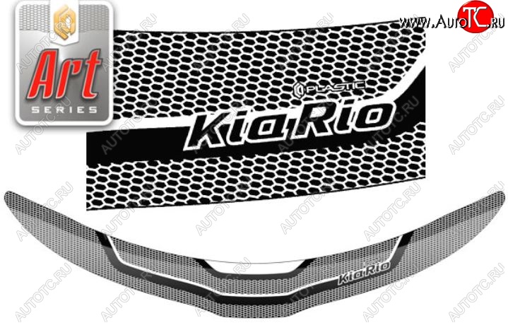 2 399 р. Дефлектор капота CA-Plastiс  KIA Rio  3 QB (2015-2017) хэтчбек 5 дв. рестайлинг (Серия Art графит)  с доставкой в г. Кемерово